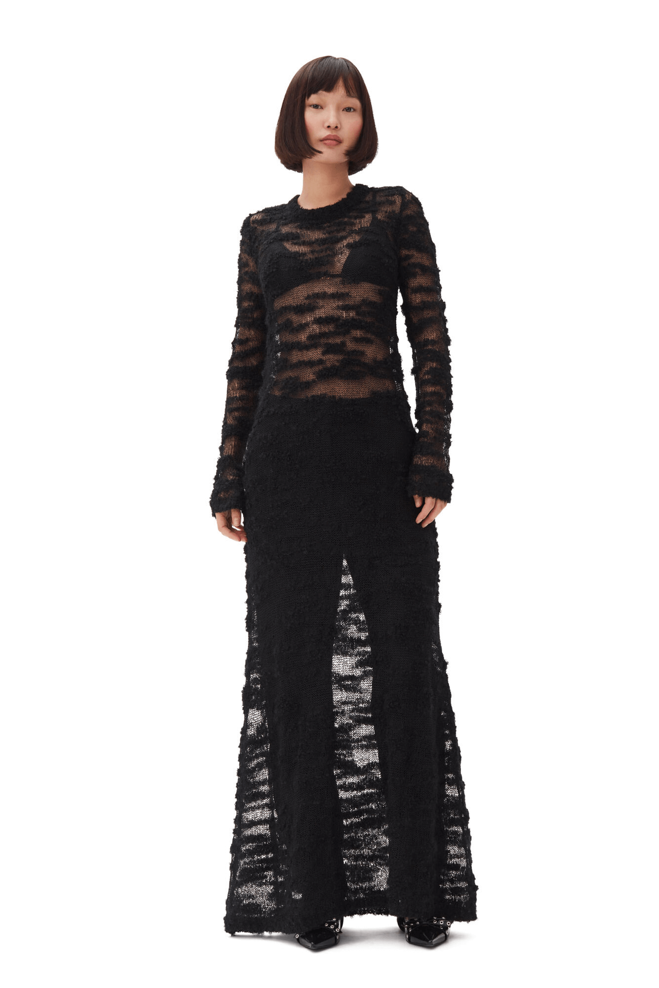 Black Boucle Maxi Dress